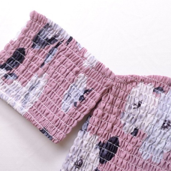 🆕Dust Pink Floral Off The Shoulder Dress - Picture 7 of 8